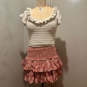 Crochet top and floral skirt